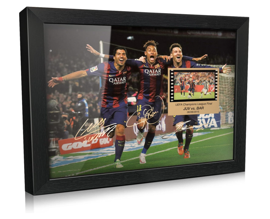 ORIMAMI Soccer Star Lionel Messi Luis Suarez Neymar Signed Picture Desktop Framed Photo Gift - with 35mm Film